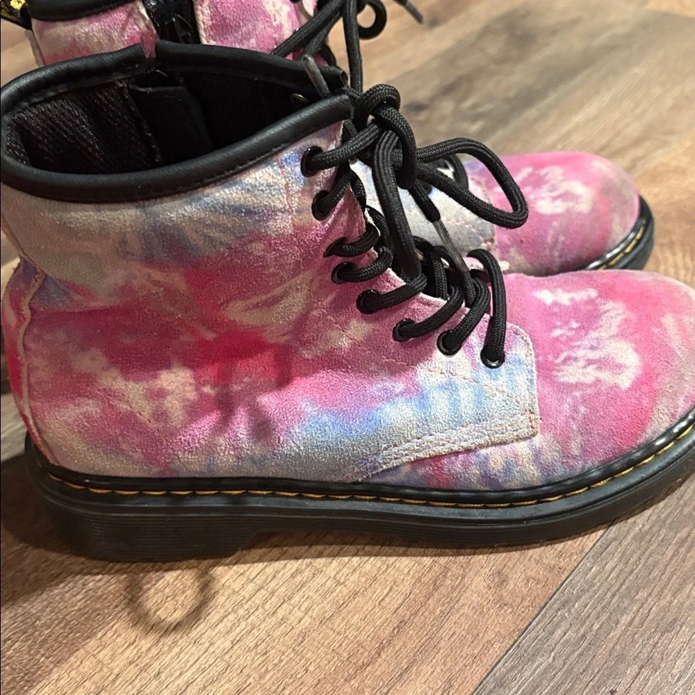 Authentic Dr. Martens Kids Size 3 Tie-Dye Combat Boots Unisex Lace Up Suede Boot